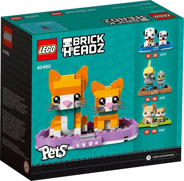 LEGO® 40480 BrickHeadz Pets Nr. 133 + 134 Rot getigerte Katze - NEU & OVP -